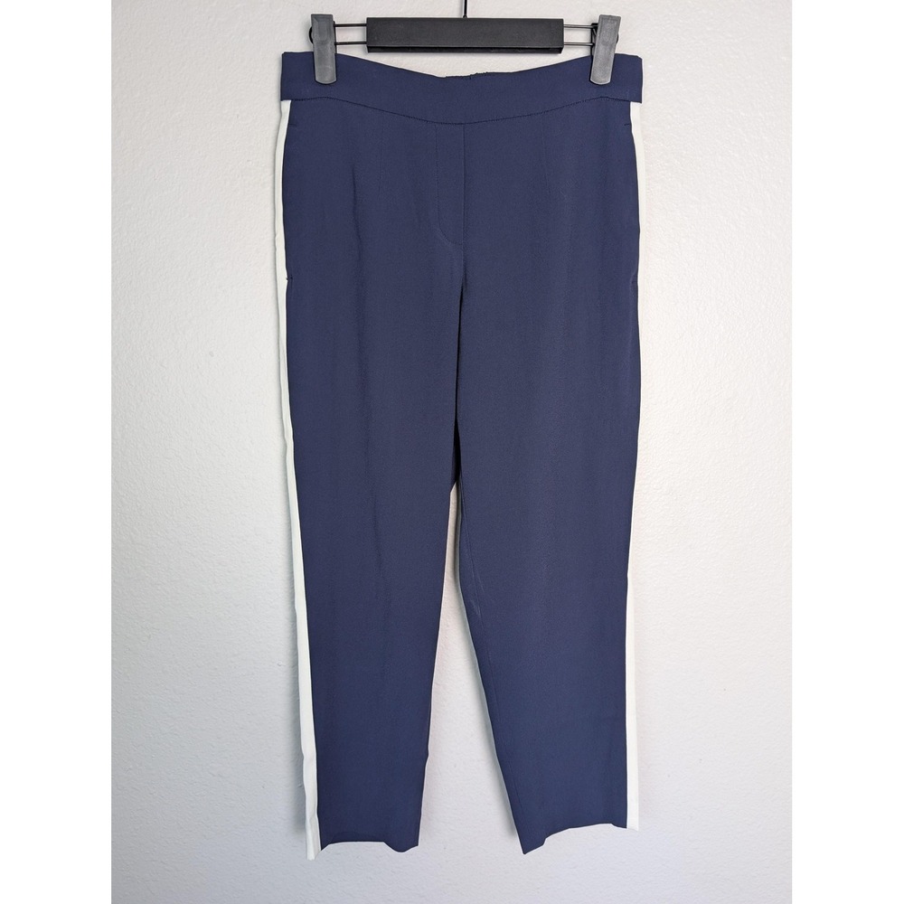 Babaton Pants Womens 2 Blue Ankle Crepe Slim Pull On Lined Pockets Elastic Waist
